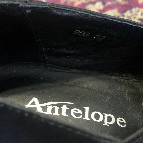 *ANTELOPE* Genuine Leather 903 Hi Banded Block Heel Black Shoes - Size 6.5 - Picture 12 of 16